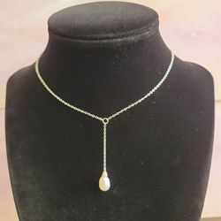 Nvc Pearl Necklace Sterling Silver Lariat Natalyia V Collister 18" F9 