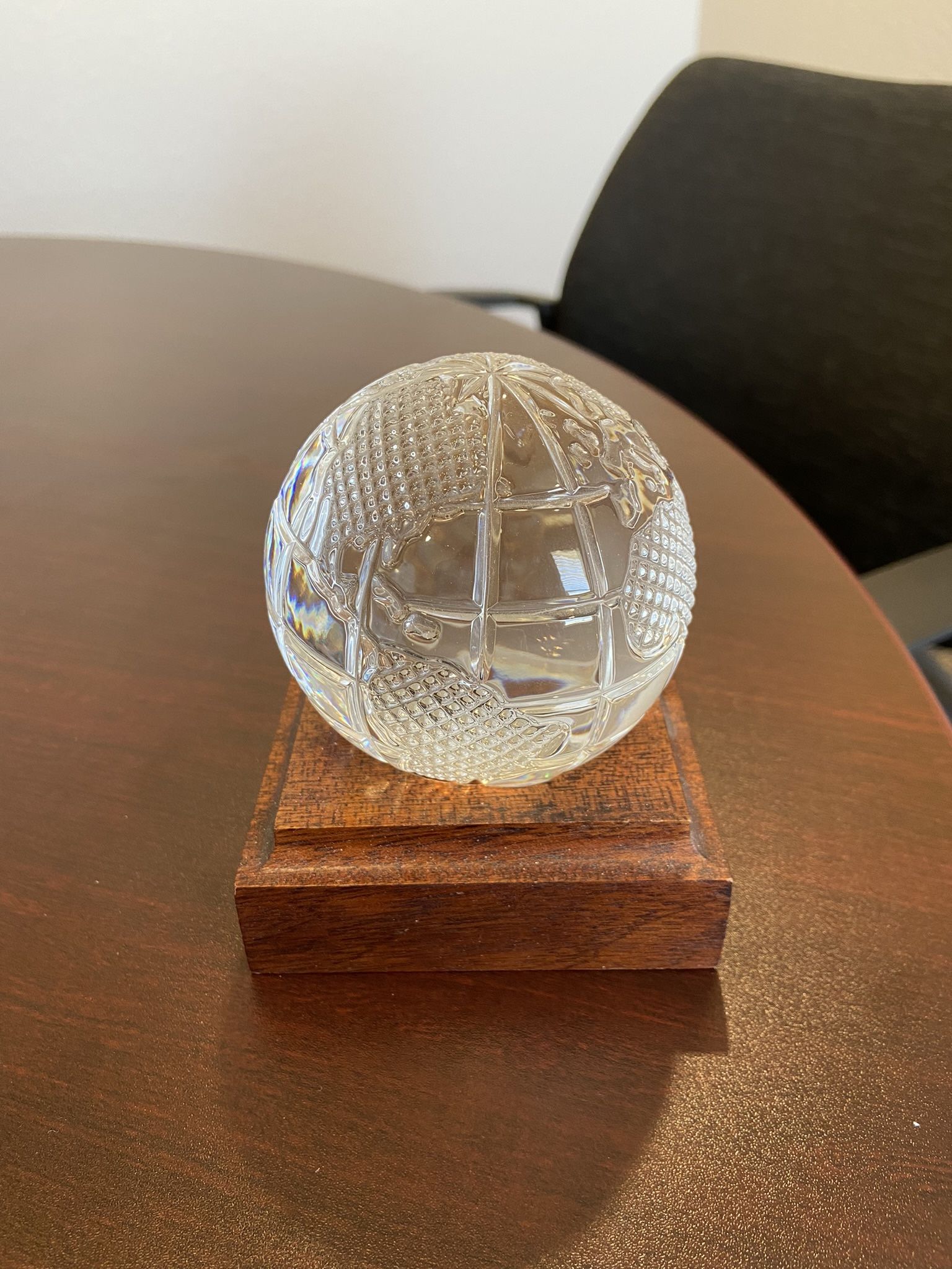Waterford Crystal Globe with Wooden Stand 