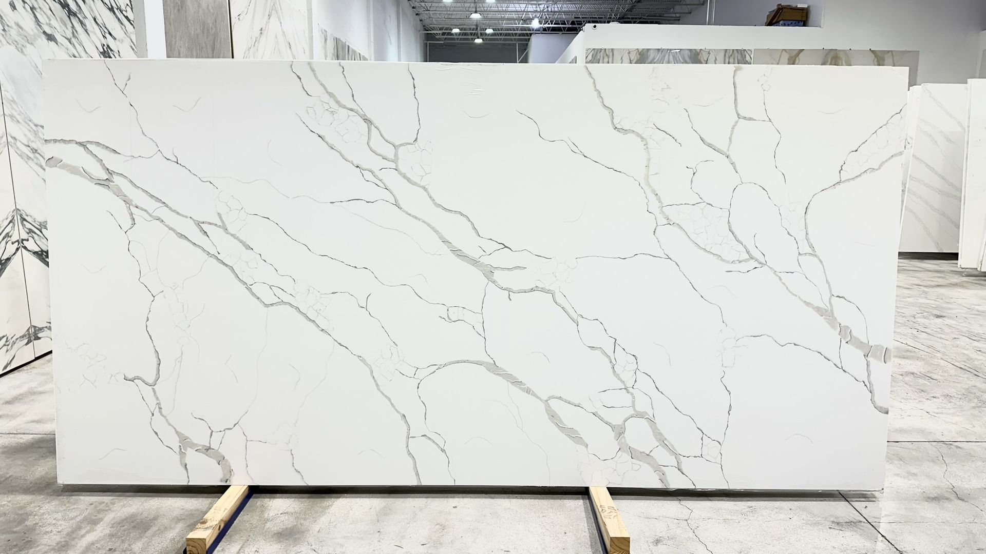 CALACATTA QUARTZ JUMBO SLABS ROYAL MIST 127X64 2CM FOR KITCHEN COUNTERTOPS