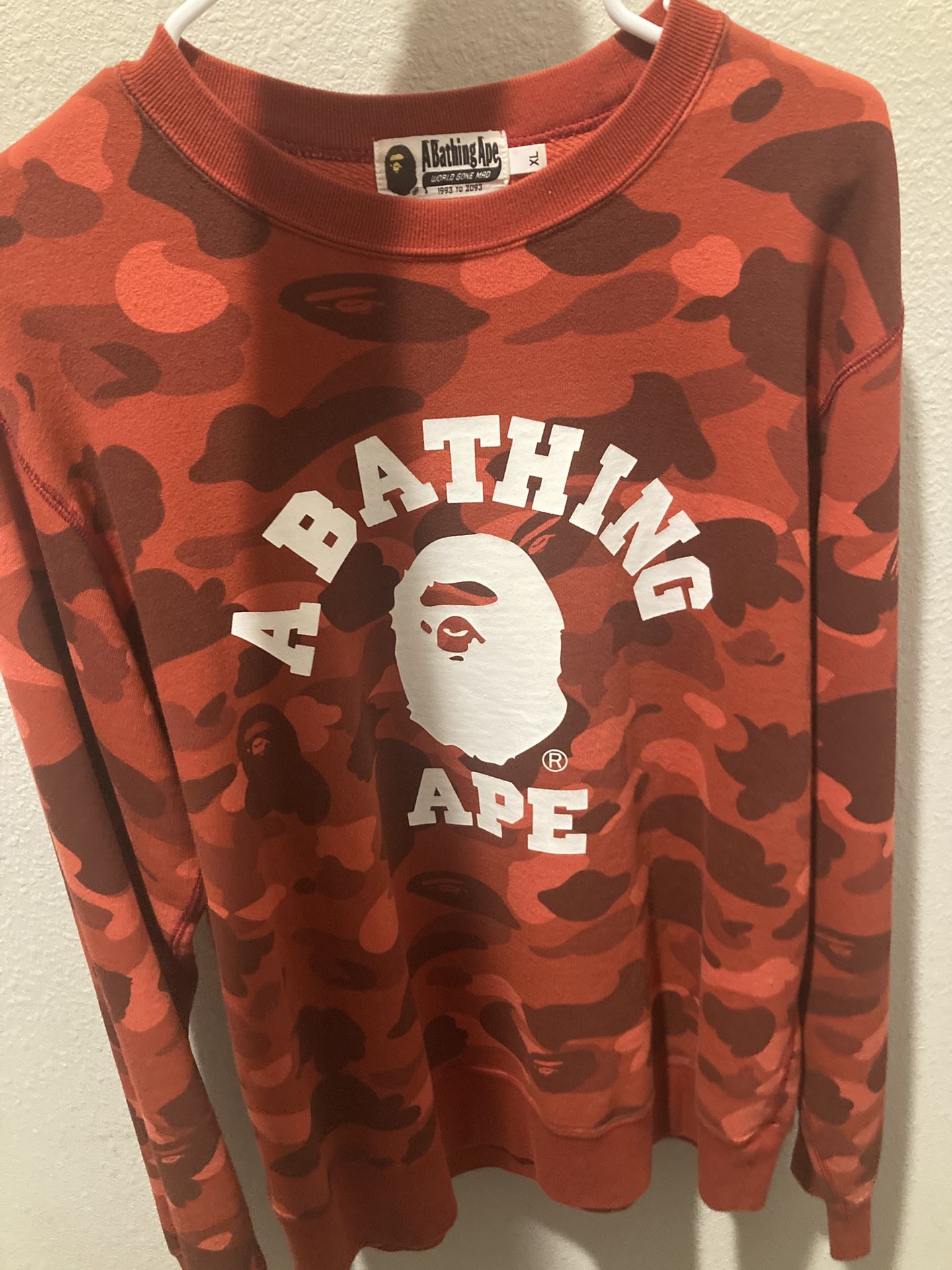 Red Bape Crewneck (Authentic) Fits Bigger Size XL Youth