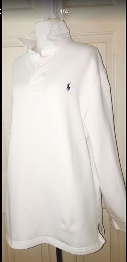 Men's Ralph Lauren polo white half button sweatshirt great condition Sz Large