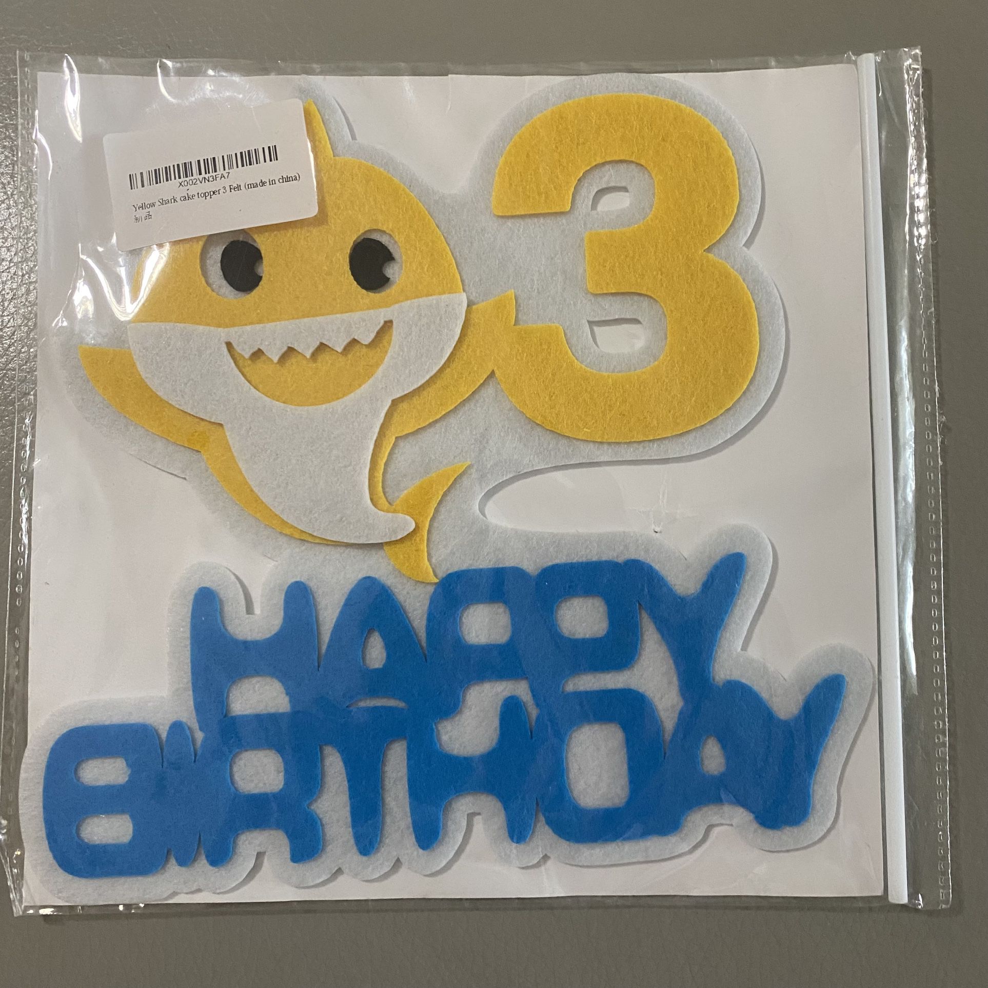 Baby Shark Third Birthday Party  Decorations Supplies Felt Cake Topper + Banner
