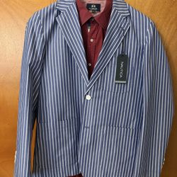 Nautica Navy Striped Blazer Size S