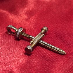 10k Yellow Gold Diamond Nail Cross Pendant 6.07 ctw
