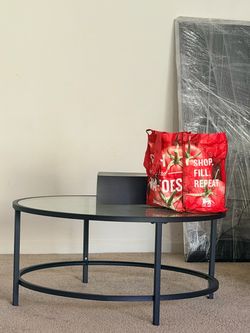 Round Glass Top Coffee Table Black Frame