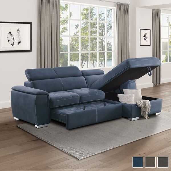 ☀️Ferriday Blue Storage Sleeper Sectional   🙀 Price Dropped