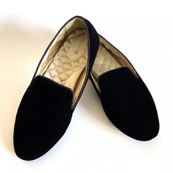 Birdies Starling Loafers Womens 10 Shoes Black Velvet Slip On Flats Loafers