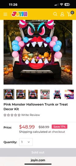 NEW Joyin Pink Monster Halloween Trunk or Treat Decor Kit