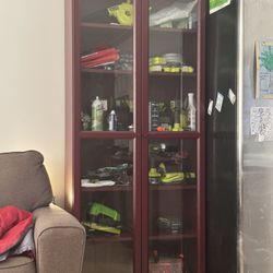 Burgundy Red Shelf Storage Cabinet