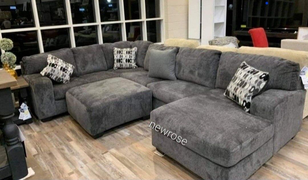 Bestseller Smoke Gray Color U Shaped Sectional 👉👉 Finance Approval 