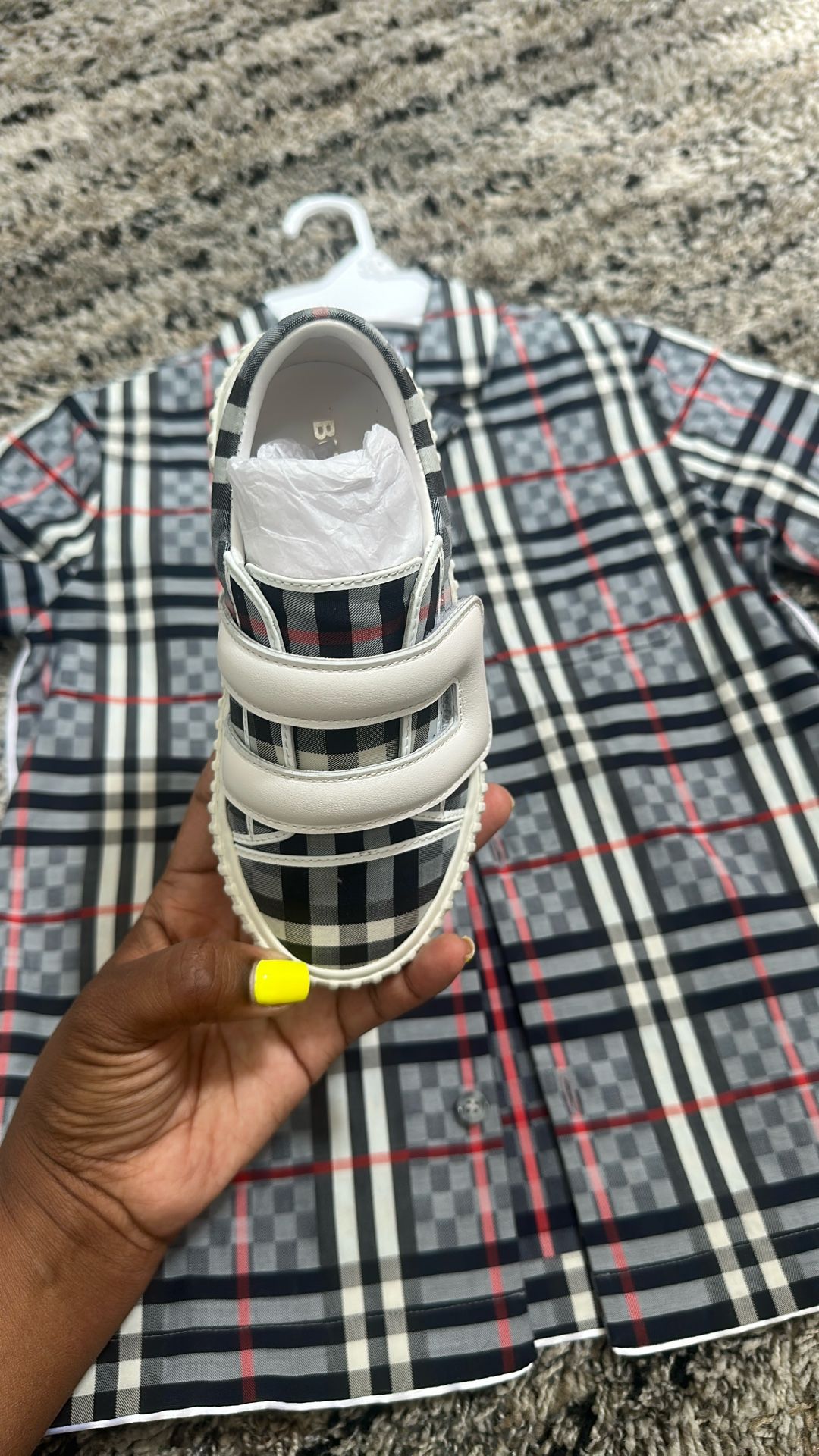 Authentic Burberry Shoes And Shirt 