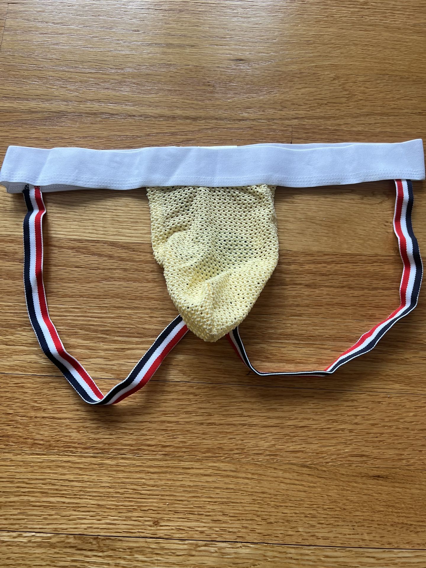 New Men’s Jockstraps Sexy see through knit Yellow jockstraps underwear size L
