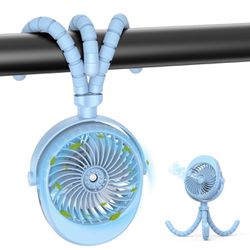 Misting Stroller Fan, Clip On Fan for Baby Portable Fan Rechargeable Handheld Personal USB Misting Fan with Flexible Tripod, 50ml Water Tank, 270° & 3