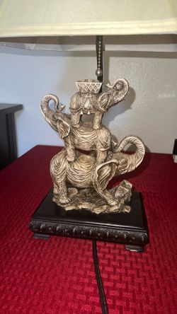 Three Elephant Lamp with Shade
