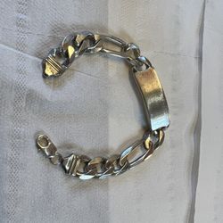 925 Silver Figaro Bracelet  83.8g  12mm Width  9" Long