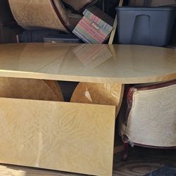 Marble Looking Table With Extender And 6 Chairs