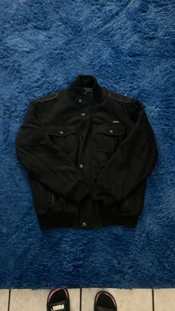 Black Military-Style Button-Up Jacket
