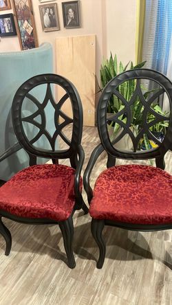 Black and red dining chairs. Halloween.