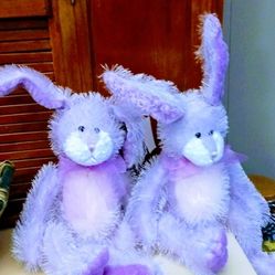 Two Very Cute Stuffed Purple Bunnies