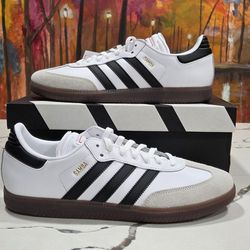 Adidas Samba Indoor Soccer Shoes White Black Gum Size 10 Men's
