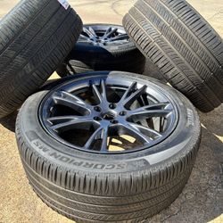 4x OEM 2025 Tesla Model Y Wheels Gemini Charcoal Rims Pirelli Tires 80% TPMS 255/45/19