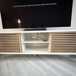 Frizz Mid-Century Modern TV Stand - two tone Off White