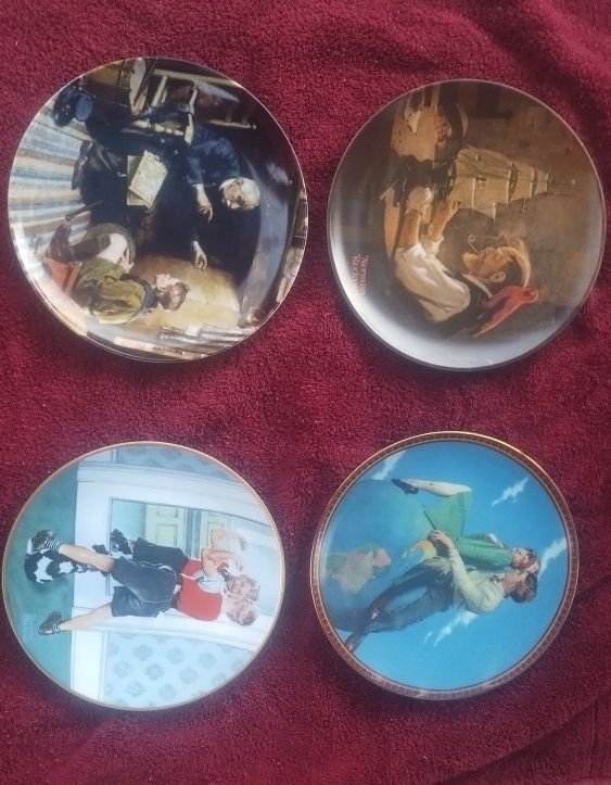 Norman Rockwell 4 Plates NEW