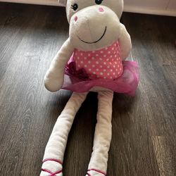 Princess hippo polka dot long legs stuffed animal plush sitting ballerina