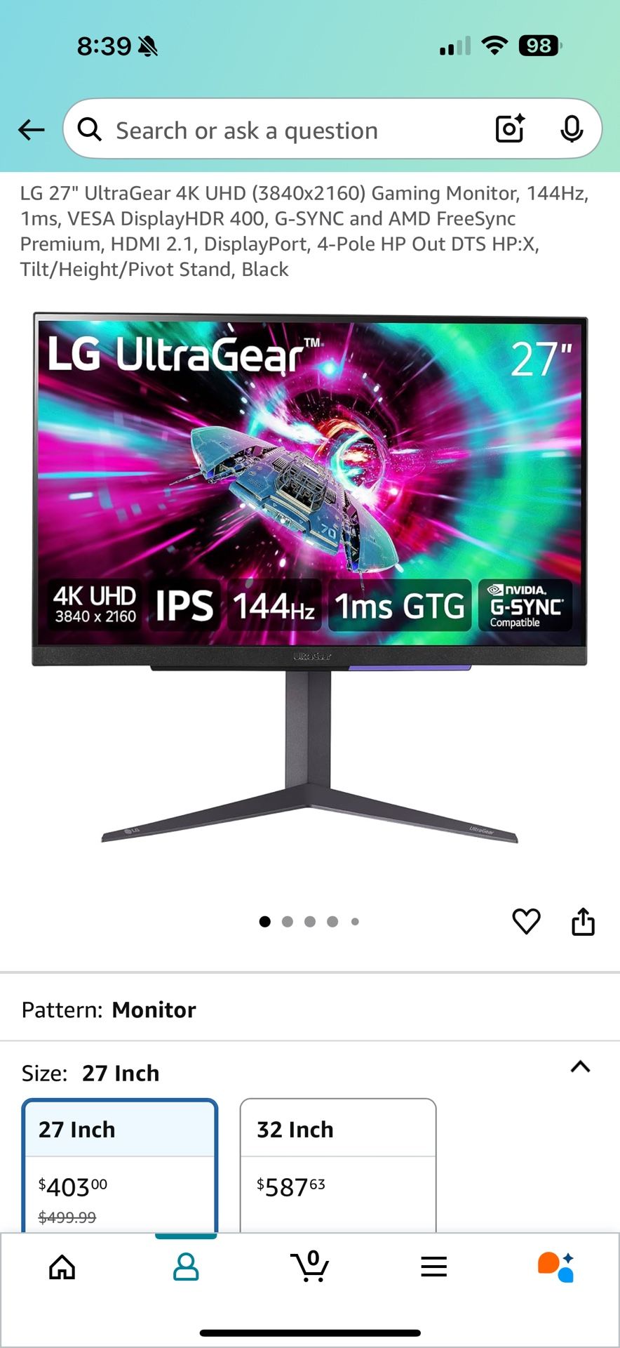 LG Ultra Gear 27” 4K UHD