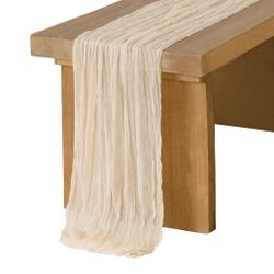 Ling's Moment 14Ft Ivory Cheesecloth Table Runner Beige Extra Long Gauze Semi-Sheer Cream White Table Runners Tablecloth For Wedding Party Bridal Show