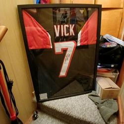 Michael Vick Autographed Jersey Shadowbox Framed With Coa