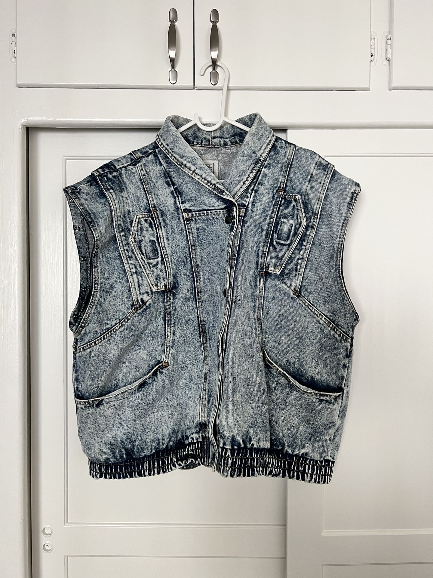 Vintage Marty McFly Denim Jean Jacket Vest Size Large Men