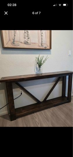 Rustic Wood and Metal Console Table
