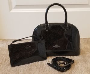 Coach Black Glitter Leather Mini Sierra Crossbody Bag Coach