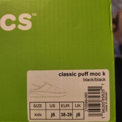 Kids Puff Crocs Size J6 New