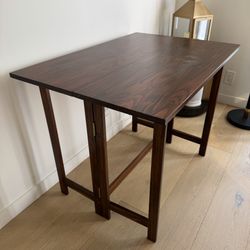 Wood Folding Console to Dining Convertible Table