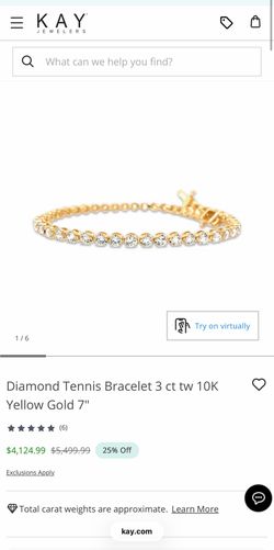 Diamond Tennis Bracelet 3 ct tw 10K Yellow Gold 7"