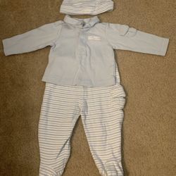 Baby Boy Size 6-9 Months Calvin Klein Outfit Pants Shirt Beanie 