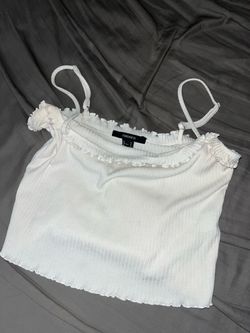 Forever 21 White Ribbed Crop Top