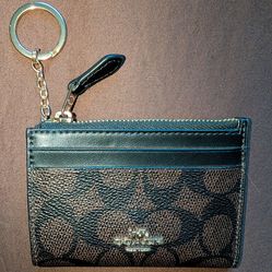 Skinny ID wallet Coach outlet gold walnut black canvas and leather