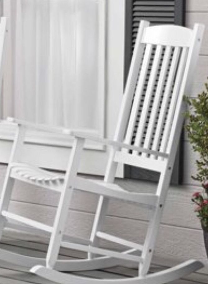 Mainstays Outdoor Wood Porch Rocking Chair, White Color
