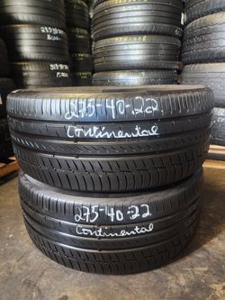 275 40R 22 CONTINENTAL RUN FLAT SSR TIRES 2754022 USED TIRES (PAIR) MOUNT BALANCE INCLUDED
