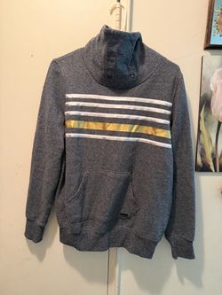 Marc New York Gray Pullover Sweatshirt with Gold and White Stripes Medium