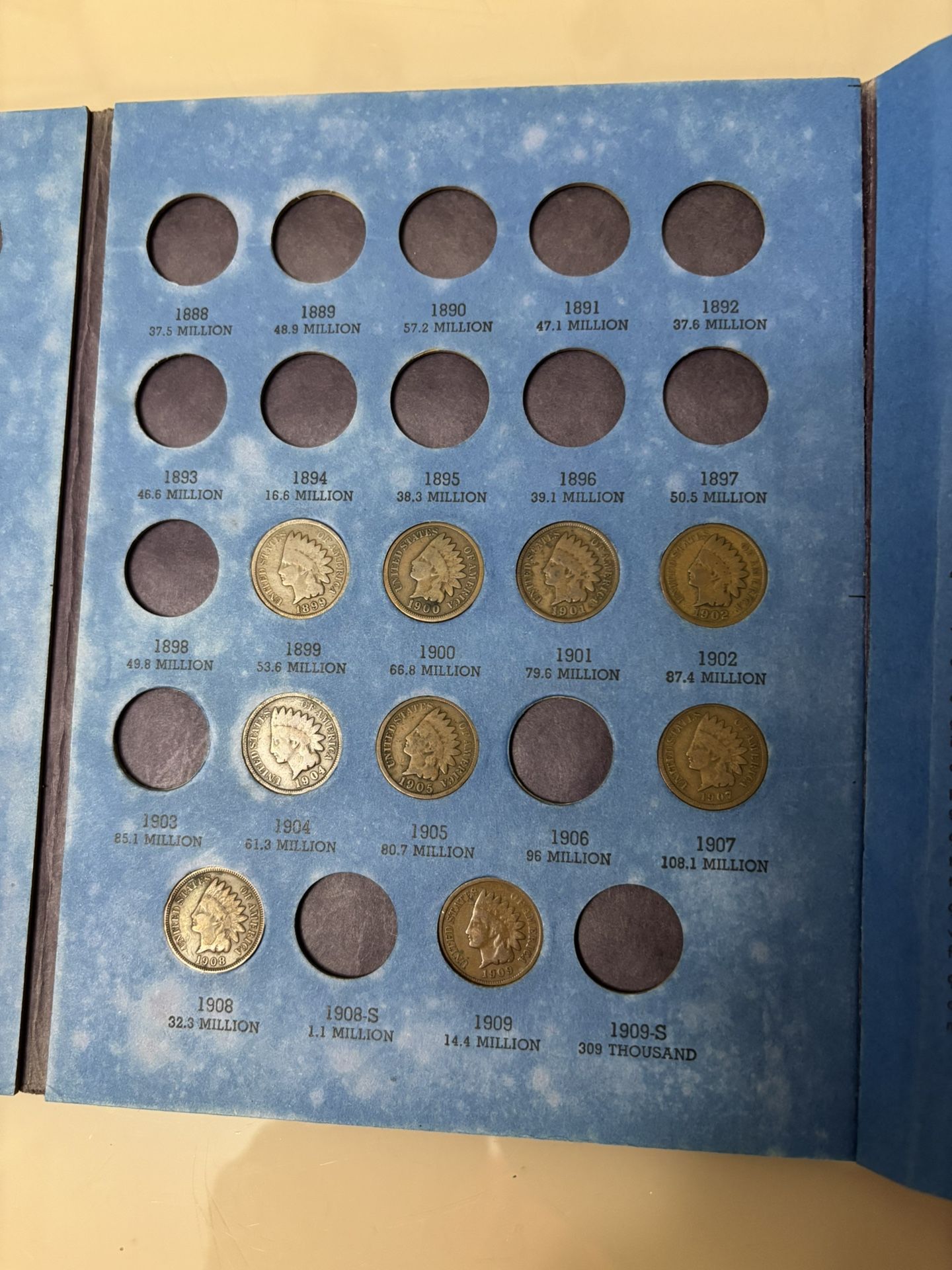 Indian Head  Cent Coins In Whitman Coin Holder