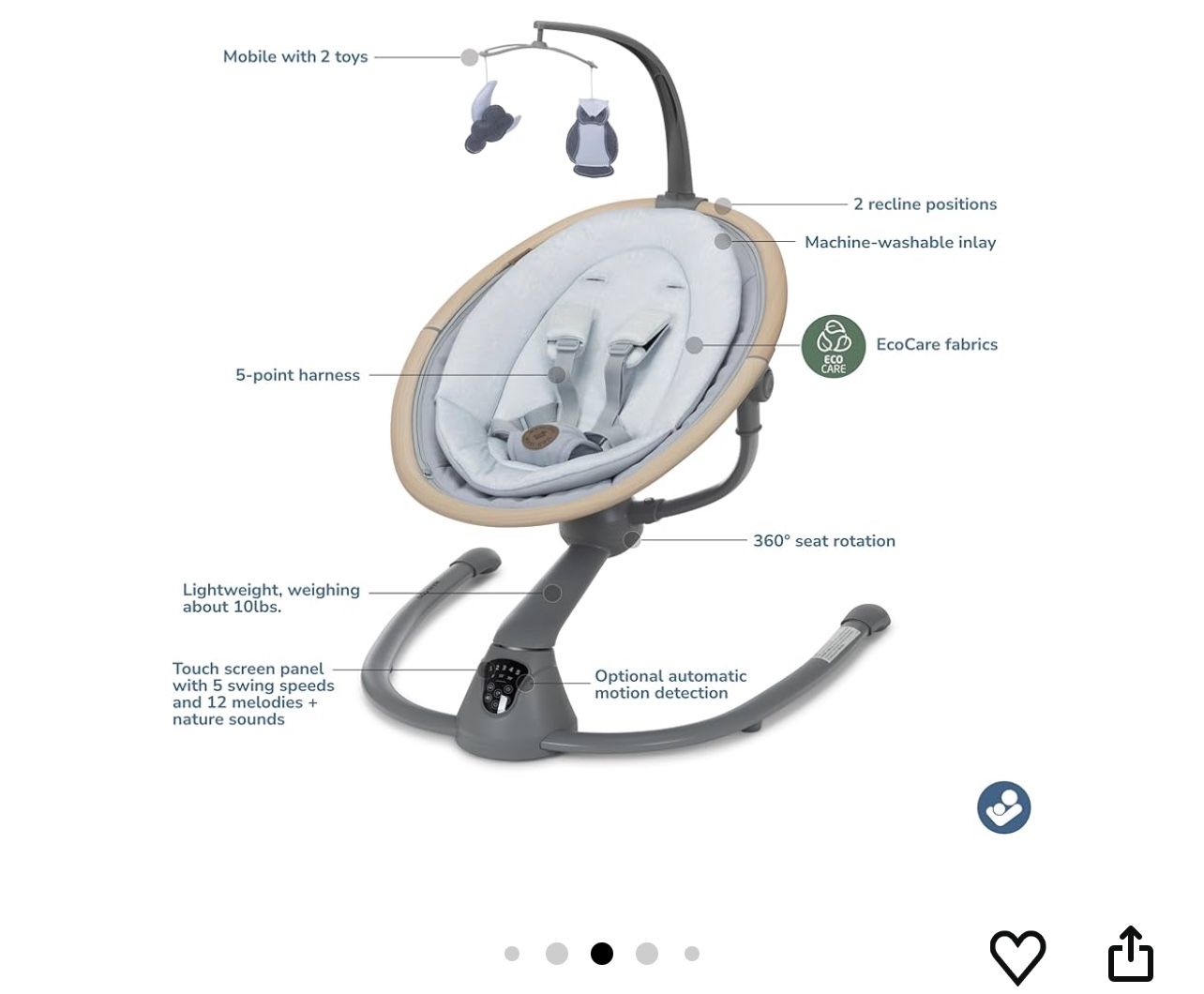 Maxi-Cosi Cassia Smart Baby Swing for Infants