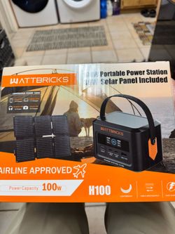 WattBricks 100w Portable Power Station with Solar Panel New In The Box