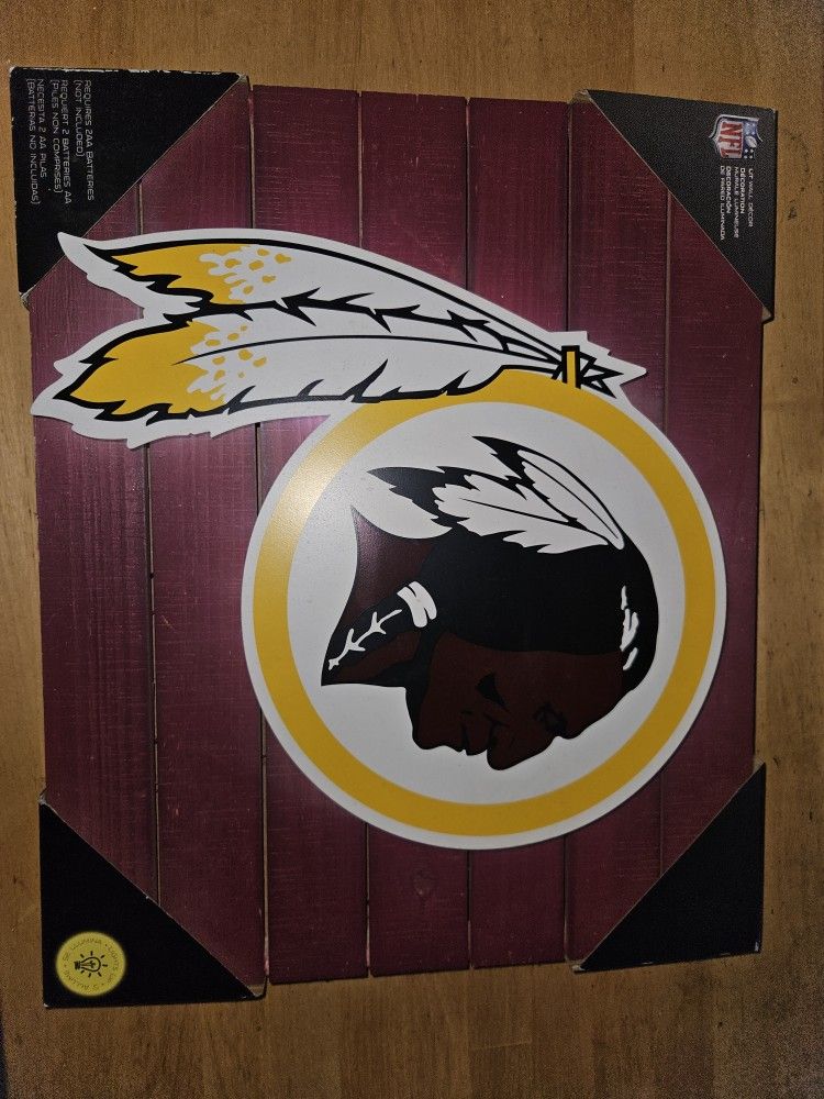 Redskins Light Up Wooden Sign