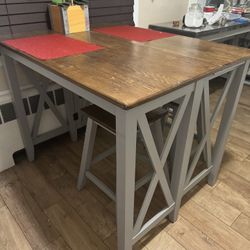 Folding Table And Two Stools 