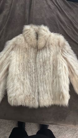 Cream Fur Jacket Fox Fur Large