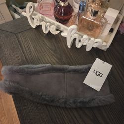 UGG Reversible LEATHER Headband Grey L/XL ORIGINAL NEW 